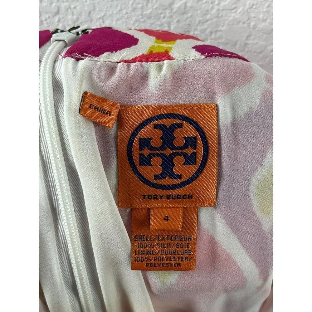 Tory Burch Geometric Print Pleated Sleeveless A-Line Dress Size 4